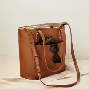 NWT in bag Henny + Lev 2-in-1 cognac vegan leather tote bag